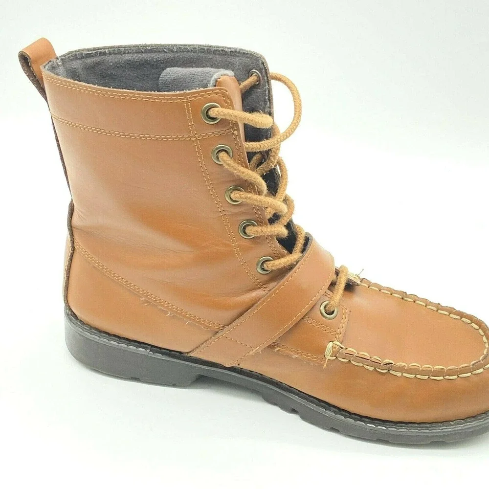 Polo by Ralph Lauren leather boots size 5 Brown lace Tie‎ Up High Ankle unisex - Picture 5 of 12